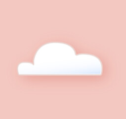 White 3D clouds isolated on a pink background. Render soft round fluffy cloud icon