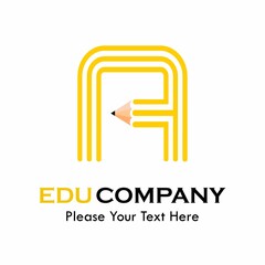 Letter a with pencil logo template illustration. suitable for education