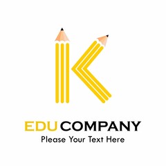 Letter k with pencil logo template illustration. suitable for education