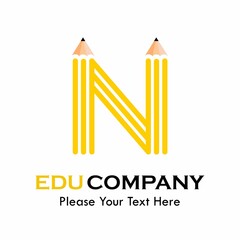 Letter n with pencil logo template illustration. suitable for education