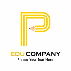 Letter p with pencil logo template illustration. suitable for education