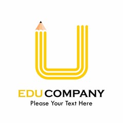 Letter u with pencil logo template illustration. suitable for education