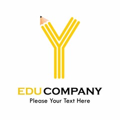 Letter y with pencil logo template illustration. suitable for education