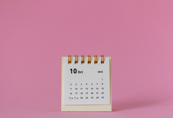 Tear-off calendar for October 2022. Desktop calendar for planning and managing each date.