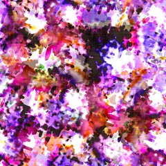 Messy summer tie dye batik beach wear pattern. Seamless colorful stain space dyed effect fashion. Washed out soft furnishing background. 