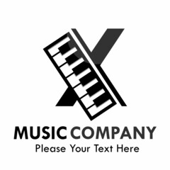 Letter x with piano logo template illustration. suitable for music studio, brand, web, identity, label etc