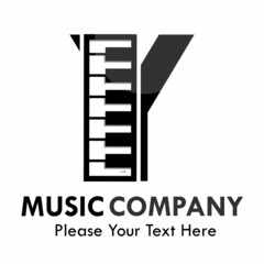 Letter y with piano logo template illustration. suitable for music studio, brand, web, identity, label etc