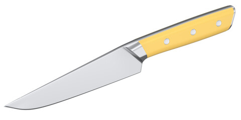 Chef's kitchen knife with a wooden handle isolated on white background.