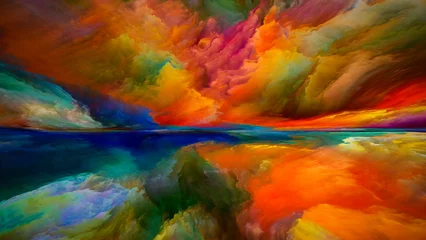 Glasschilderij Mix van kleuren Levendige hemel en aarde