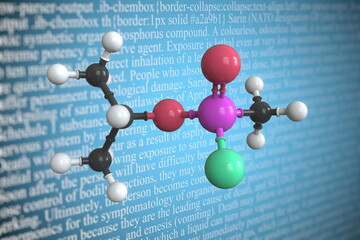 Molecular model of sarin, 3D rendering