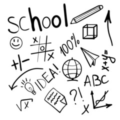 Back to school. Doodle set. Freehand drawing - Vector illustration 