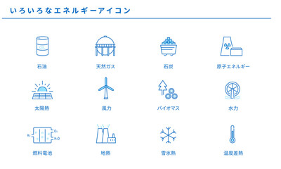 いろいろなエネルギーのアイコンセット、ベクター © tiquitaca