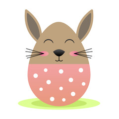 Easter Bunny Egg Pink  Brown Minimalist Vector 