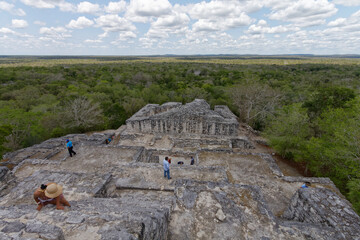 Dżungla w Calakmul (Meksyk) z ruinami miasta Majów