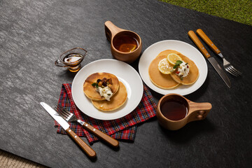 パンケーキとシロップ　　 typical pancake