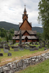 Fototapeta na wymiar Die Heddalstabkirche in Telemark. Norwegen, Europa -- Heddal Stave Church in Telemark. Norway, Europe --