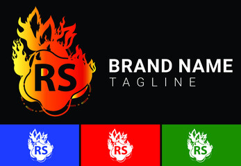 Fire RS Letter Logo And Icon Design Template