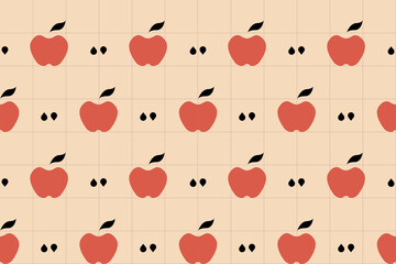 Retro pattern with apples and seeds. Pattern for tile, banners, covers, backgrounds, poster art, textile design, decorative prints, invitation letters, packaging etc.