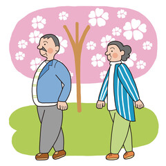 夫婦で花見に行く