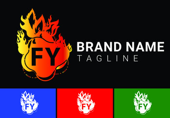 Fire FY Letter Logo And Icon Design Template