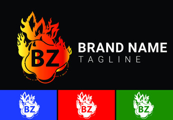 Fire BZ Letter Logo And Icon Design Template