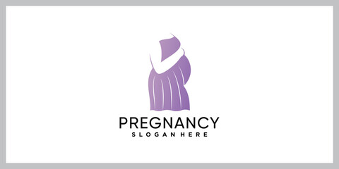 Woman pregnancy logo design template with creative modern concept