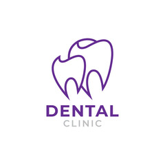 Dental Clinic Logo Tooth abstract design vector template Linear style. Dentist stomatology medical doctor Logotype concept icon.