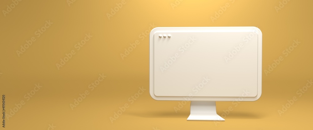 Poster desktop computer with blank screen - minimal modern 3d render