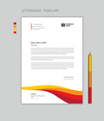 Creative Letterhead template vector, minimalist style, printing design, business advertisement layout, Red yellow concept background, simple letterhead template mock up, company letterhead design, vec