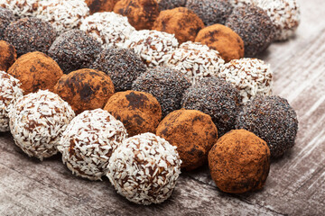 Healthy detox food, sweet wukt candy. Photo of food on a dark background