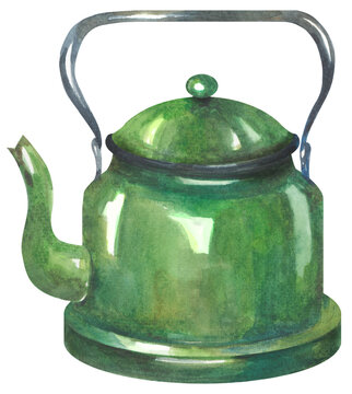 Vintage green metal kettle
