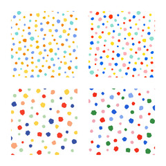 Set of cute random colourful dot pattern vector illustration. Isolated on white background