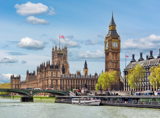 Houses of Parliament (Westminster palace) and Big Ben tower, London, UK - obrazy, fototapety, plakaty
