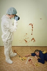 Crime scene investigation - photographing of place of crime