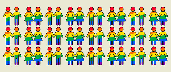 Fototapeta premium LGBTQ+ sexual identity pride concept. Rainbow colors male and female symbol, background