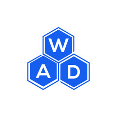 WAD letter logo design on black background. WAD  creative initials letter logo concept. WAD letter design.