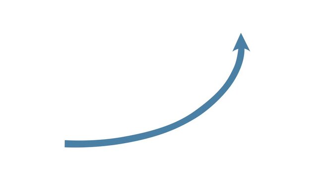 Concept of exponential growth, improvement, business strategy, arrow rising up 4K 2D animation, matte included