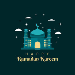 Islamic Mosque template with stars for ramadan kareem greetings
