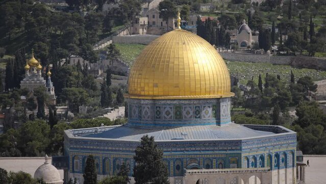 The Dome of the Rock on the Temple Mount in the Old City of Jerusalem. 