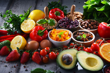 Assorted organic food products on the table