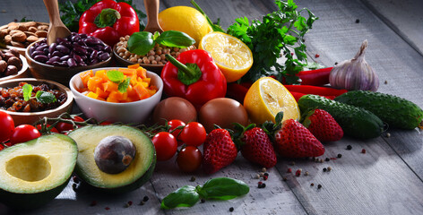 Assorted organic food products on the table