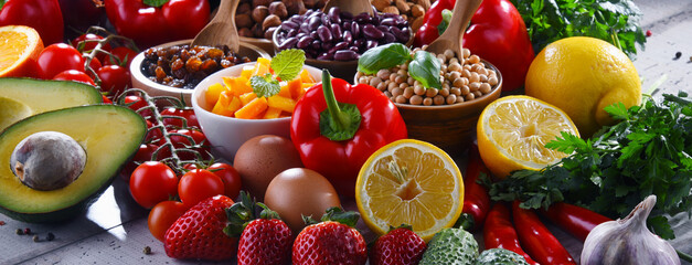 Assorted organic food products on the table