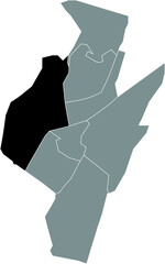 Black flat blank highlighted location map of the WEST DISTRICT inside gray administrative map of Alkmaar, Netherlands
