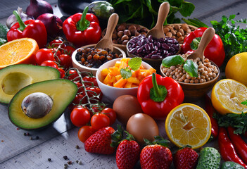 Assorted organic food products on the table