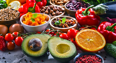 Assorted organic food products on the table