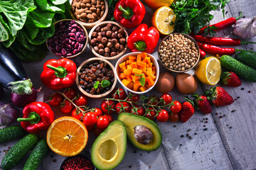Assorted organic food products on the table