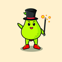 A gorgeous smart cute cartoon magician pear fruit style design 