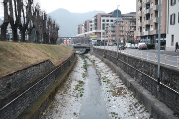 Il torrente Cosia a Como, Lombardia, Italia.