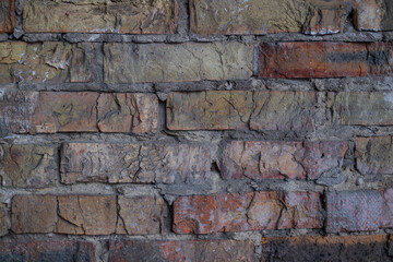 Old brown brick wall texture background, brick wall texture for interior or exterior design background, vintage dark tone.