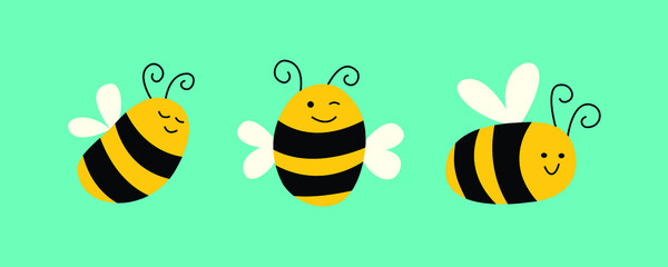 Honey bees in cute characters. cartoon design of animal illustrations.